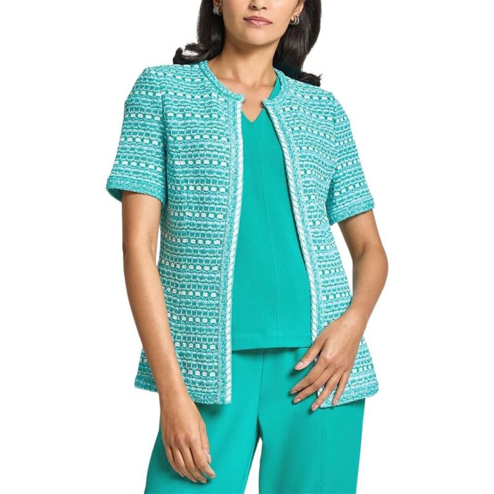 Ming Wang Womens  Tailored Fit Multi-Stitch Knit Jacket